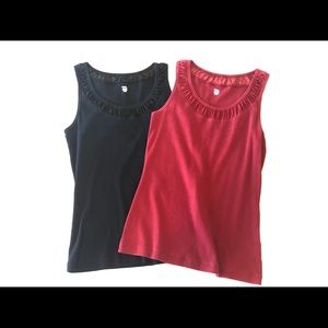 Two (2) Jockey L Sleeveless Tops -Red and Black